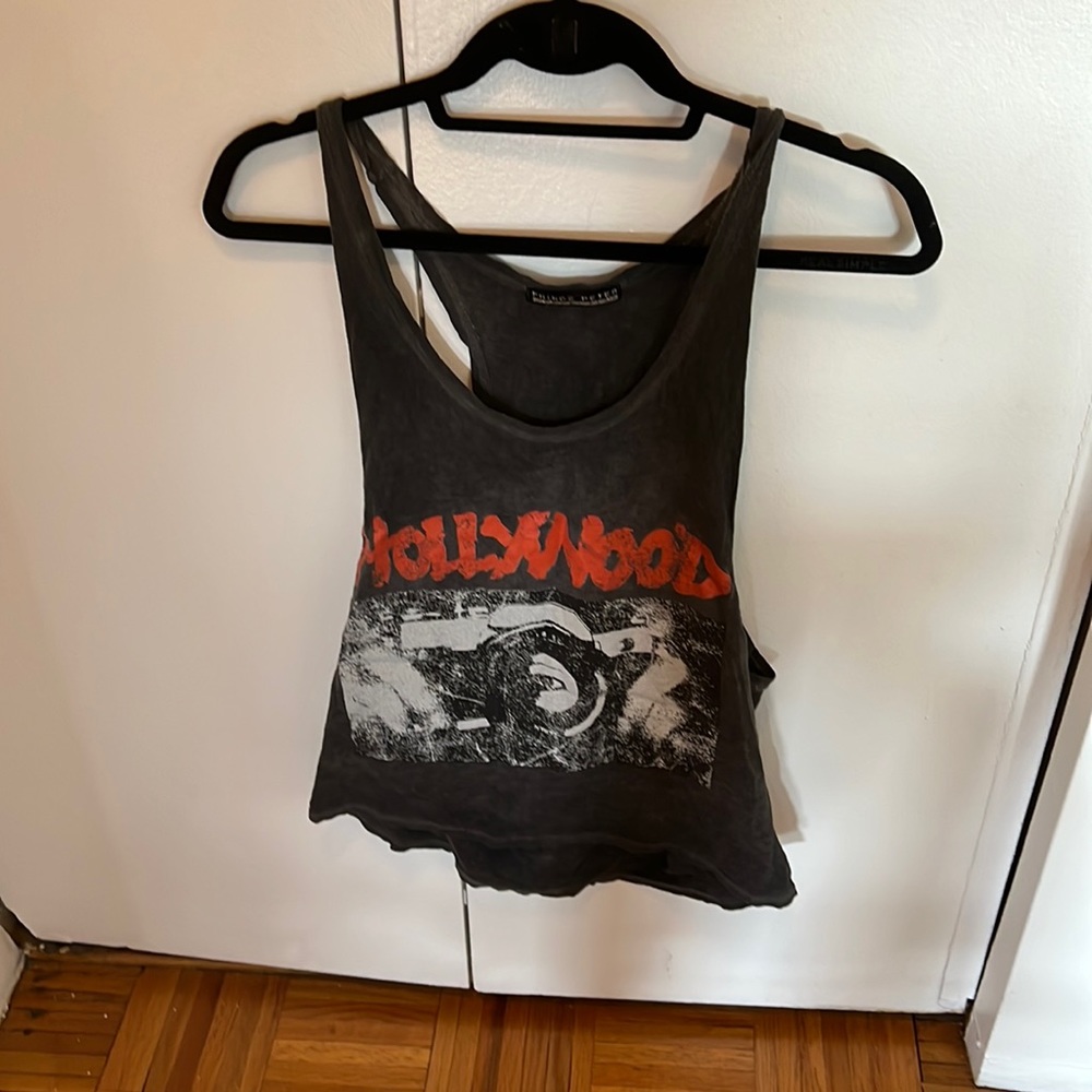 Vintage grey tank with Hollywood graphic